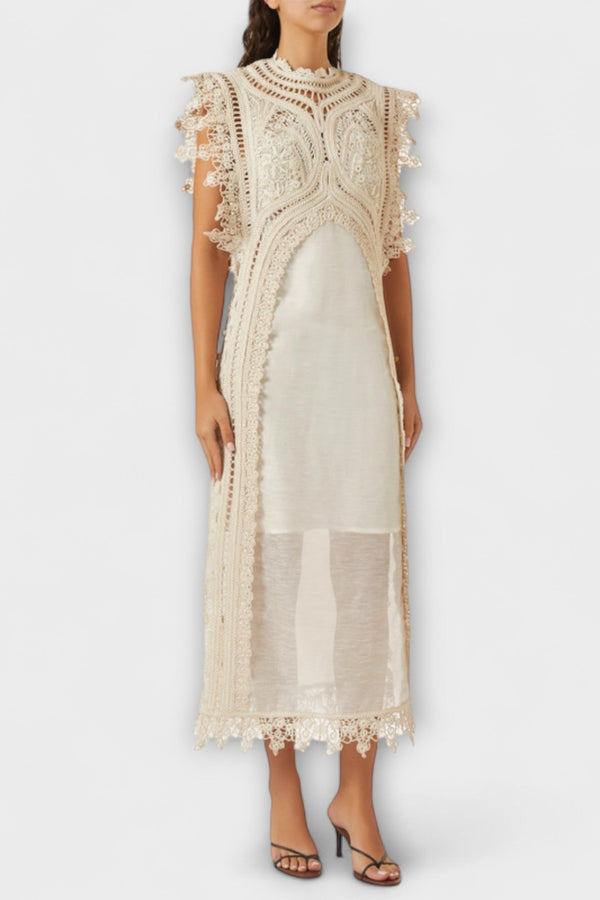 Mira - Vestito Maxicò in Organza Intrecciata