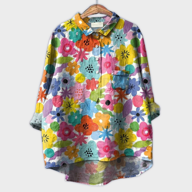 Magdalena - Blusa da donna realizzata a mano con design floreale