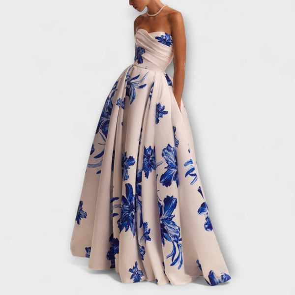 Rosalie - Elegante vestito maxi floreale con spalle scoperte