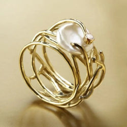 Anello Antico Sottile con Perla