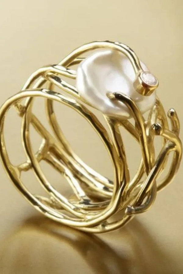 Anello Antico Sottile con Perla