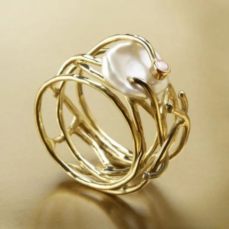 Anello Antico Sottile con Perla
