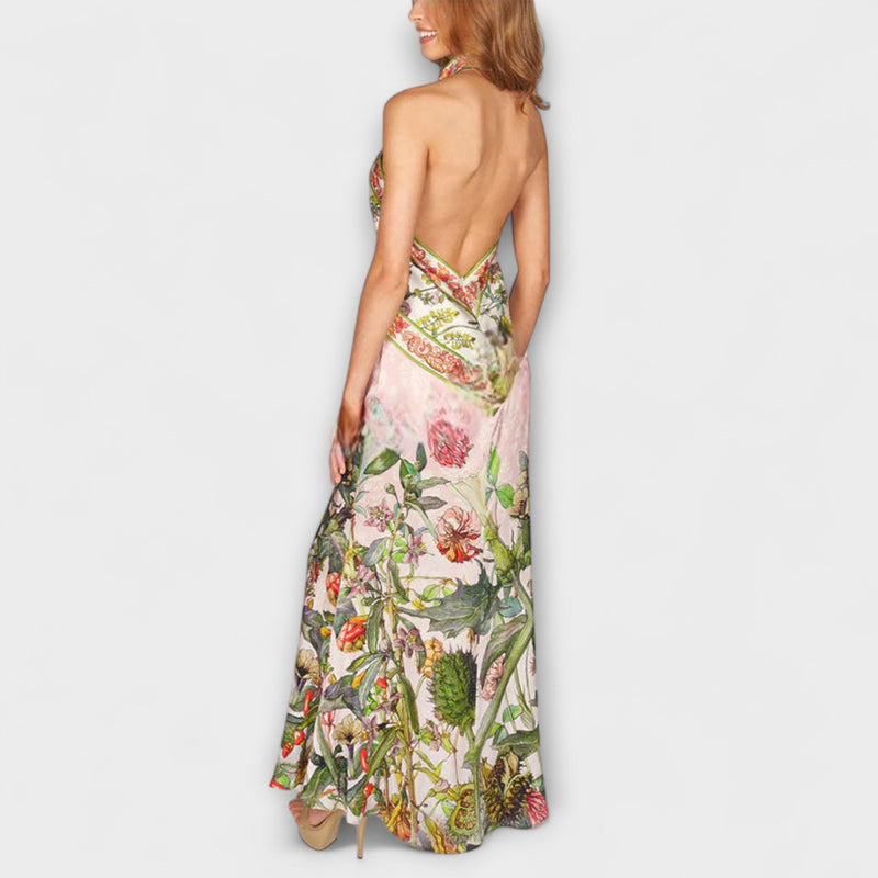 Ayla - Vestito Maxì Senza Maniche con Schiena Scoperta di Fiori