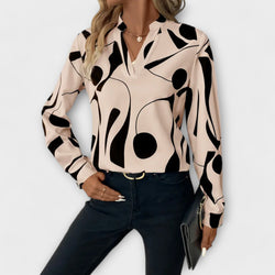 Blusa elegante a maniche lunghe con scollo a V