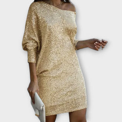 Abito da festa con paillettes e contrasto