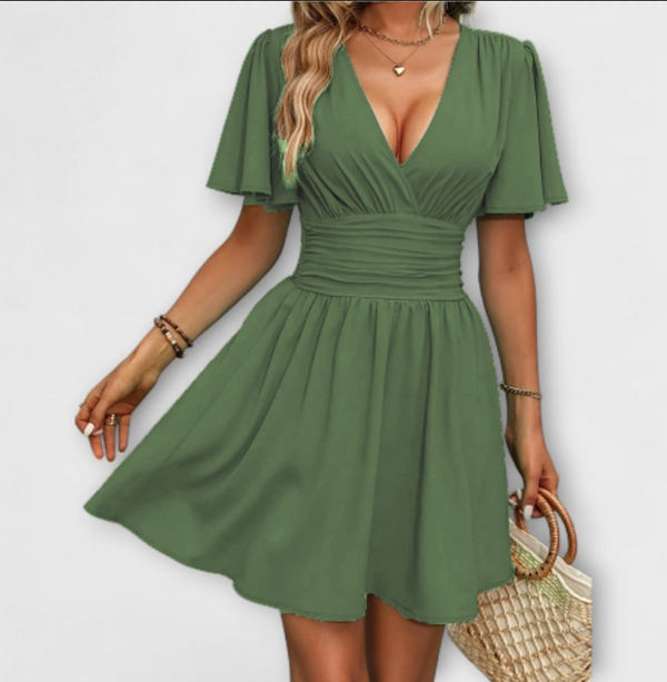 Winslet - Vestito con vita arricciata e scollatura a V
