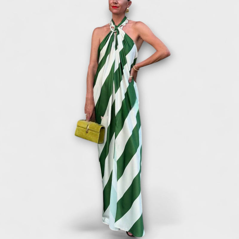 Marlowe - Vestito Maxibañador con Spalline e Motivo a Righe