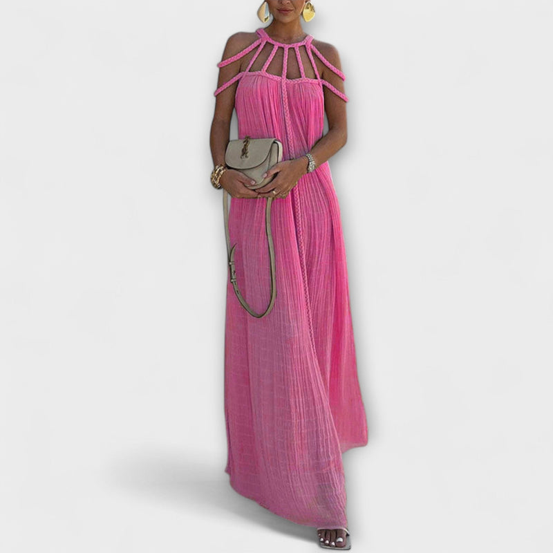Briar - Chic Maxidress in misto lino con trecce drappeggiate