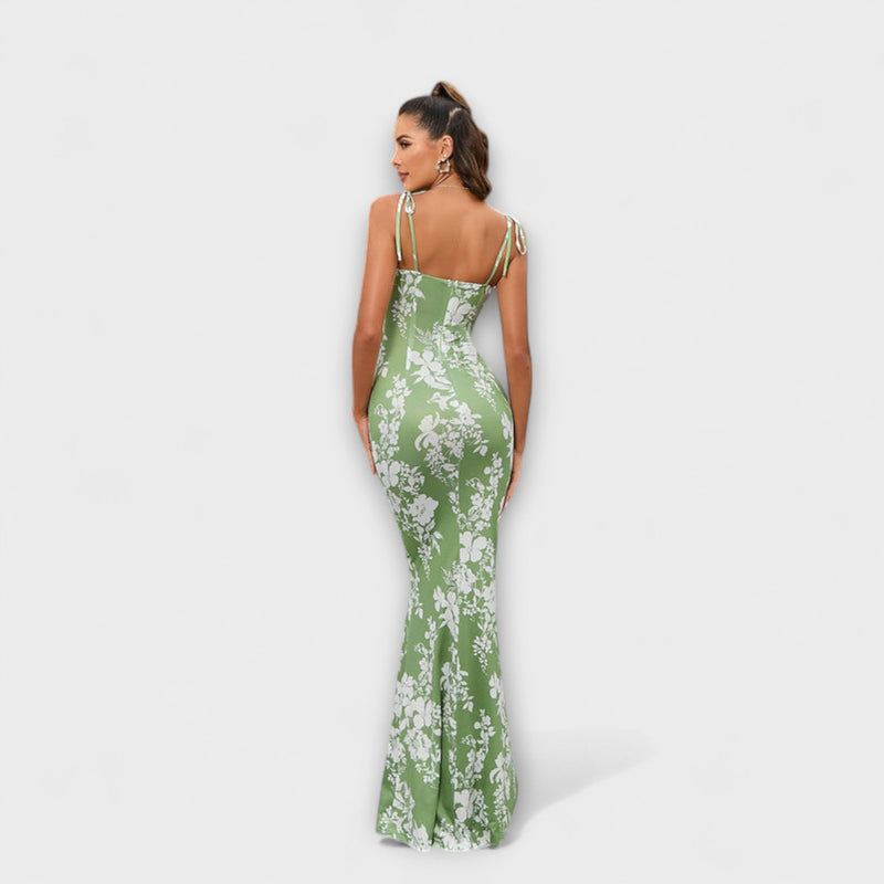 Thalia - Abito da Prom con Stampa Floreale e Spalline Legate