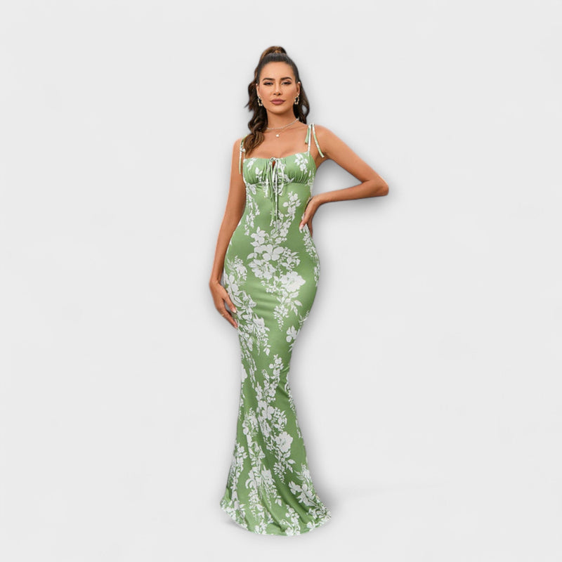 Thalia - Abito da Prom con Stampa Floreale e Spalline Legate
