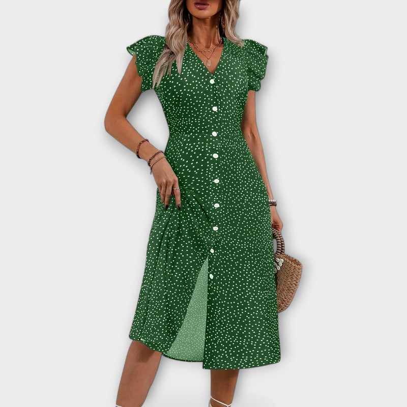 Elegante vestito midi con pois
