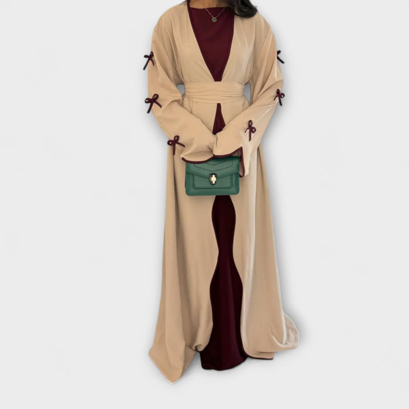Jasmin - Elegante duo di cardigan e vestito con decorazione di fiocchi