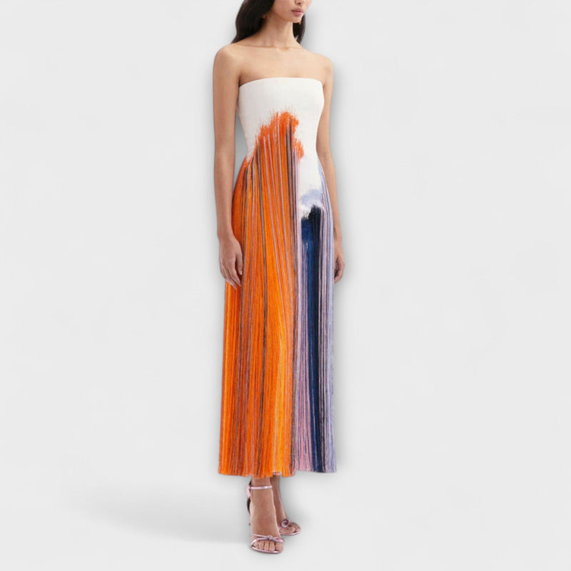 Verano - Abito elegante a blocchi di colore con frange alla moda