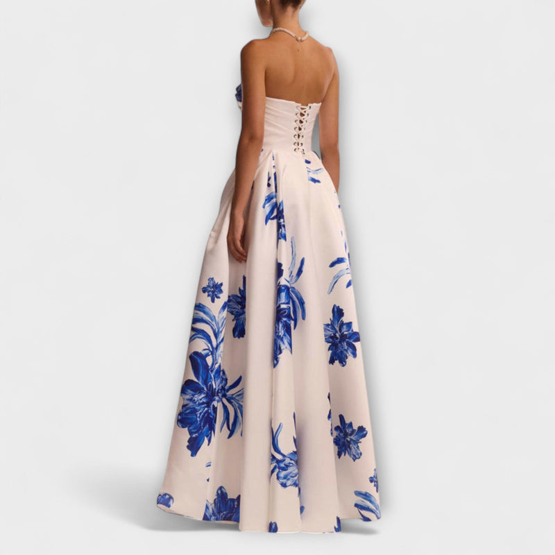 Rosalie - Elegante vestito maxi floreale con spalle scoperte