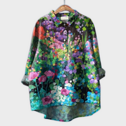 Magdalena - Blusa da donna realizzata a mano con design floreale