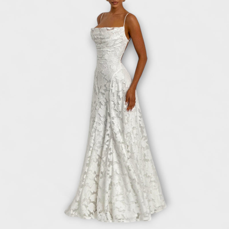 Emberly - Elegante vestito maxilungo in jacquard