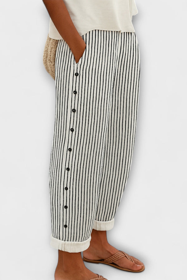 Rea - Pantaloni casual a righe rilassati