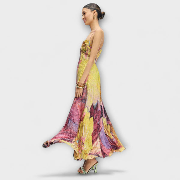 Kiara - Vestito maxi con vibrante stampa Ikat