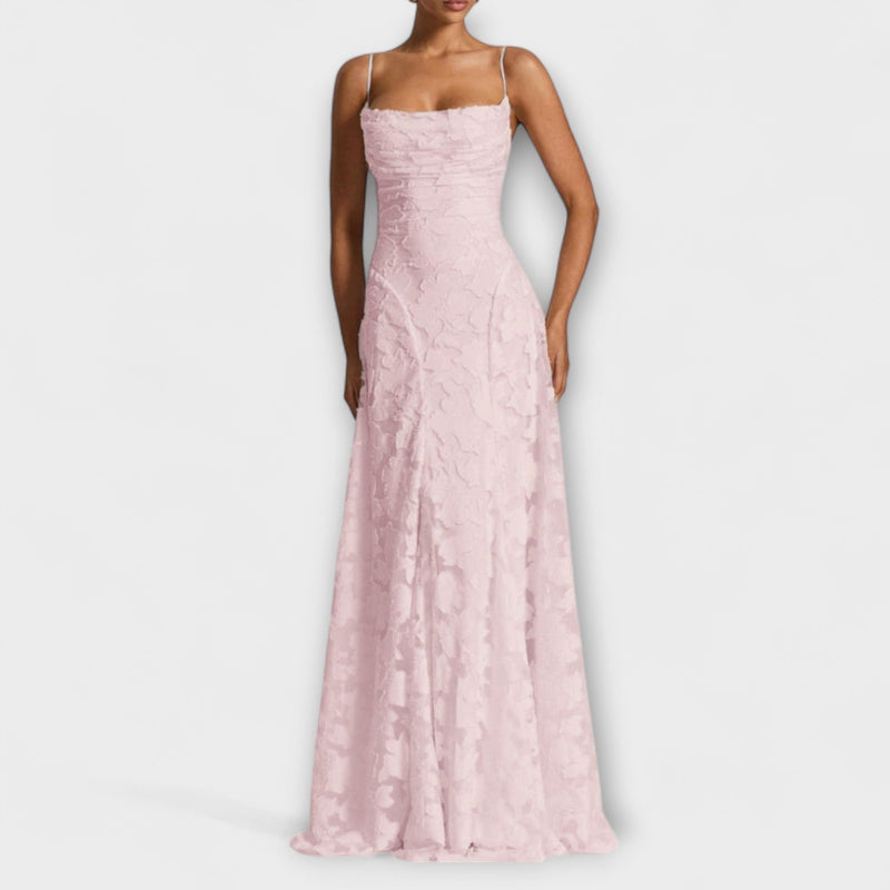 Emberly - Elegante vestito maxilungo in jacquard
