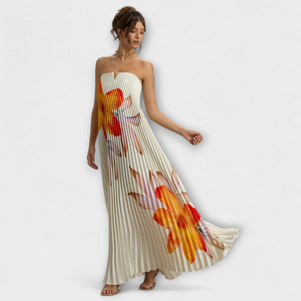 Michelle - Vestito Maxi Sweetheart in Floral Arancione