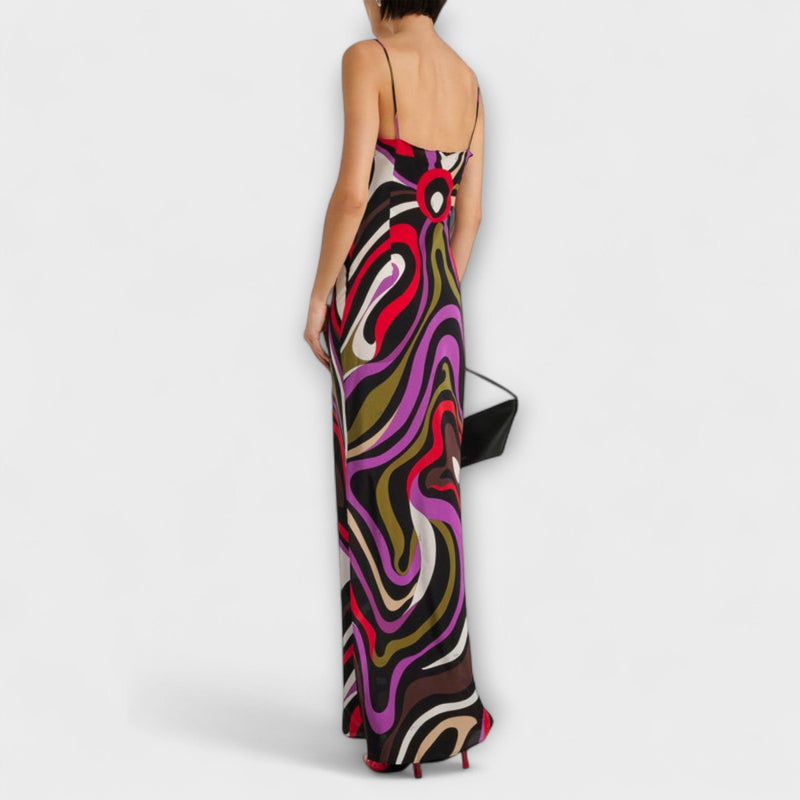 Daphne - Abito Maxi in Stampa Marmo