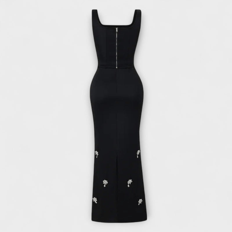 Avalon - Completo top e gonna con cerniera di perle nere