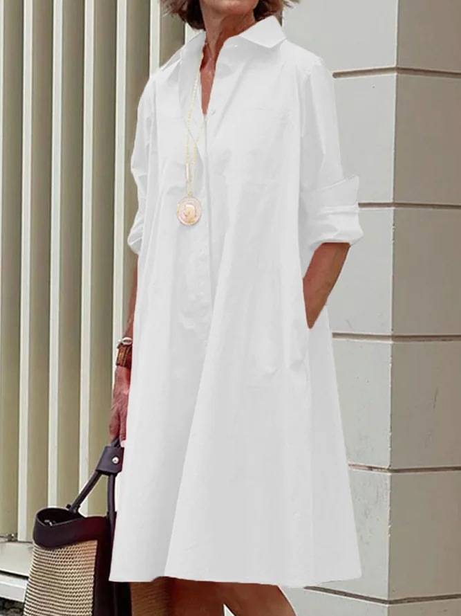 Abito camicia moderno con colletto e maniche a tre quarti