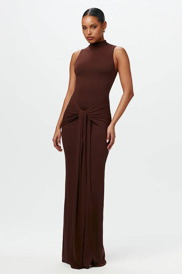 Calista - Elegante vestito maxi annodato in georgette