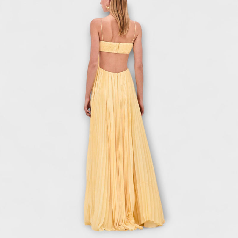 Mireille - Elegante Vestito Maxi Plissettato con Cutouts