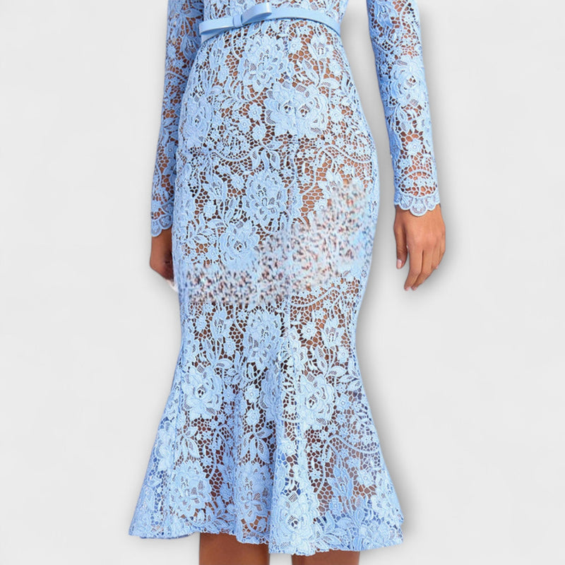 Freya - Elegante vestito midi in pizzo floreale