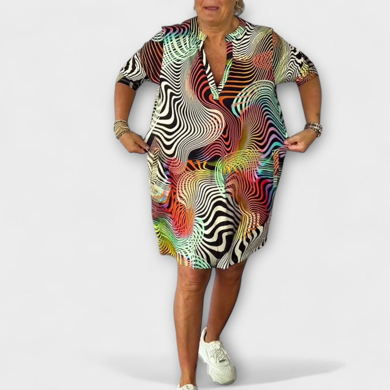 Liora - Vestito colorato con scollatura a V