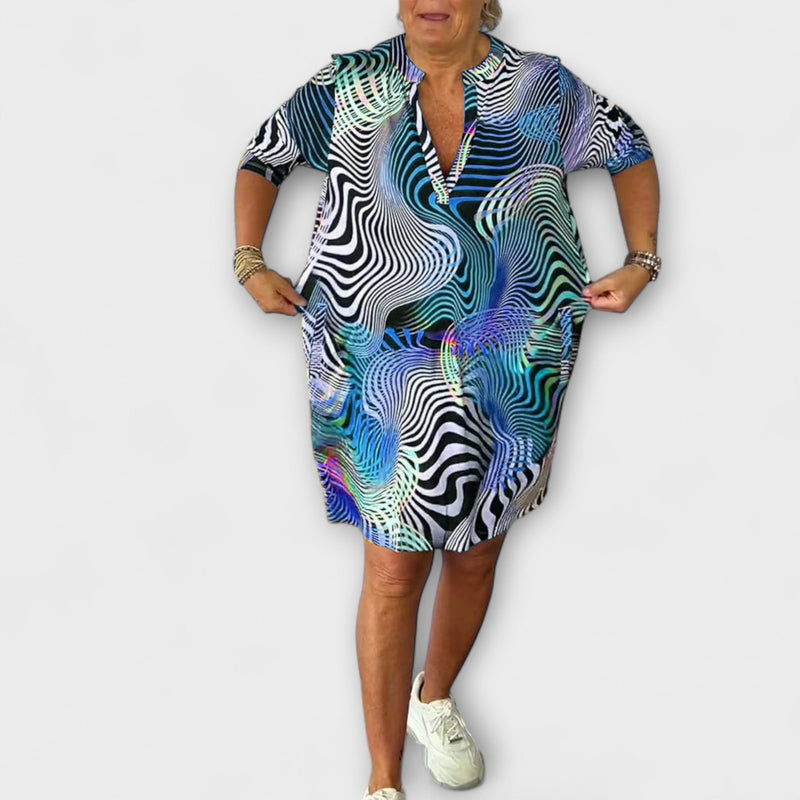 Liora - Vestito colorato con scollatura a V