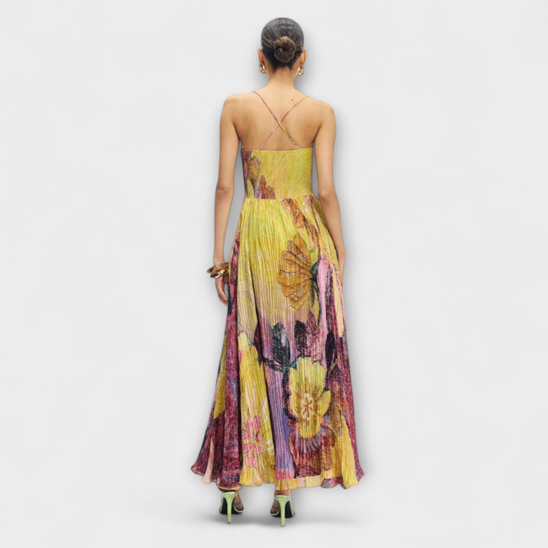 Kiara - Vestito maxi con vibrante stampa Ikat
