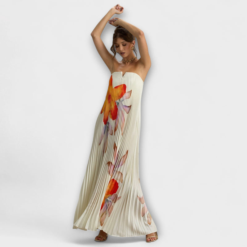 Michelle - Vestito Maxi Sweetheart in Floral Arancione