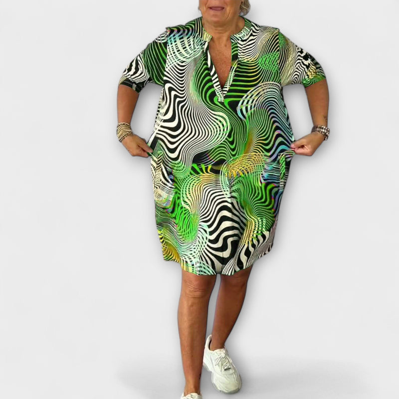 Liora - Vestito colorato con scollatura a V