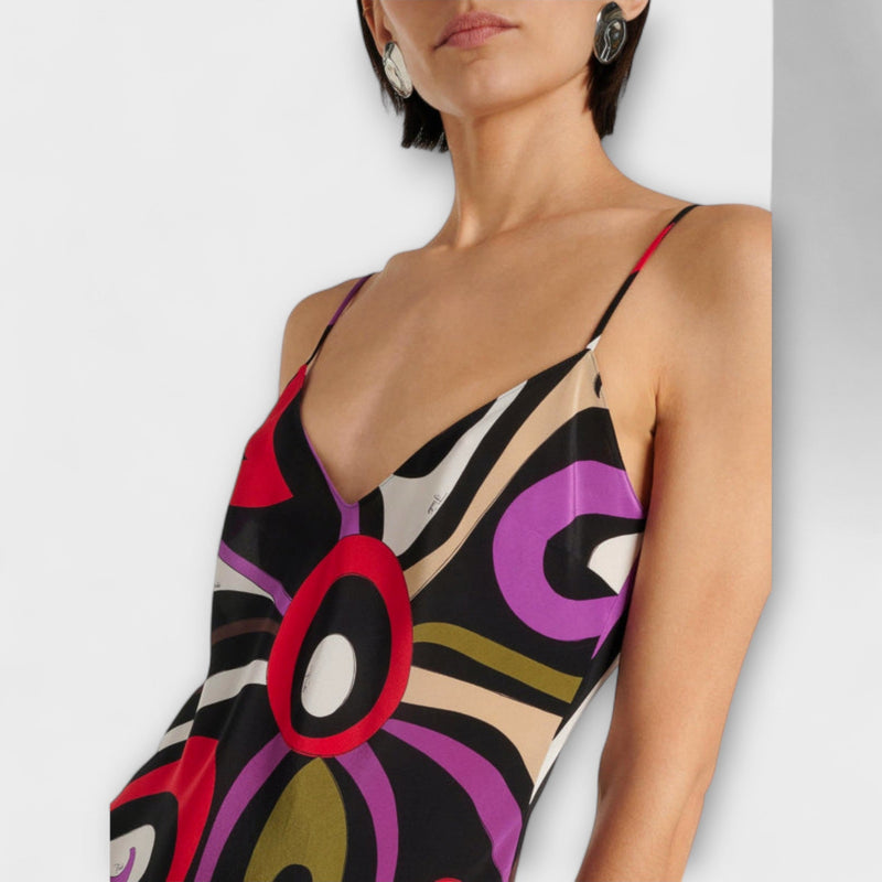 Daphne - Abito Maxi in Stampa Marmo