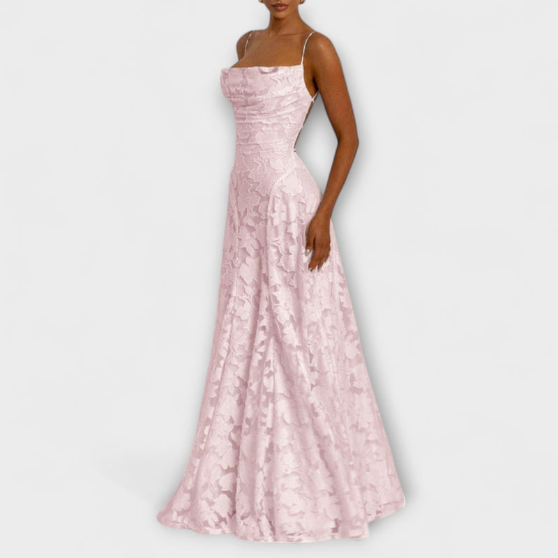 Emberly - Elegante vestito maxilungo in jacquard