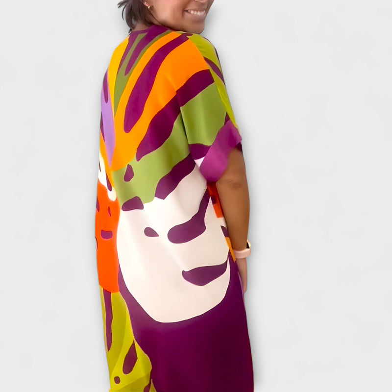 Roos - Vestito Casual con Stampa di Foglie Colorate