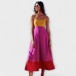 Vestito con spalline sottili in colore a blocchi