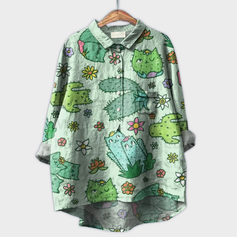 Magdalena - Blusa da donna realizzata a mano con design floreale
