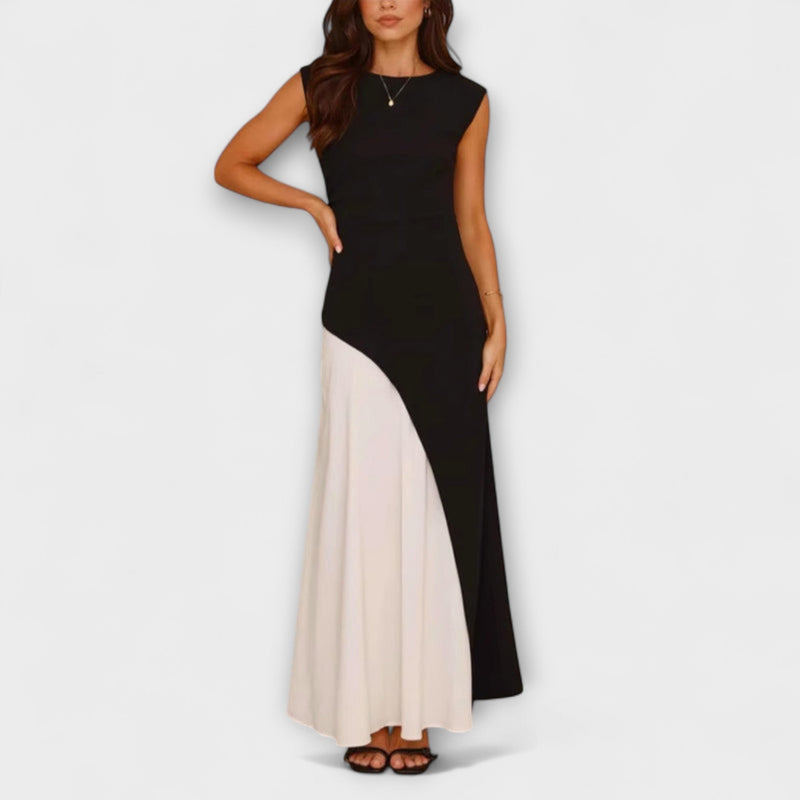 Isabel - Vestito a vita in blocco di colore monocromatico