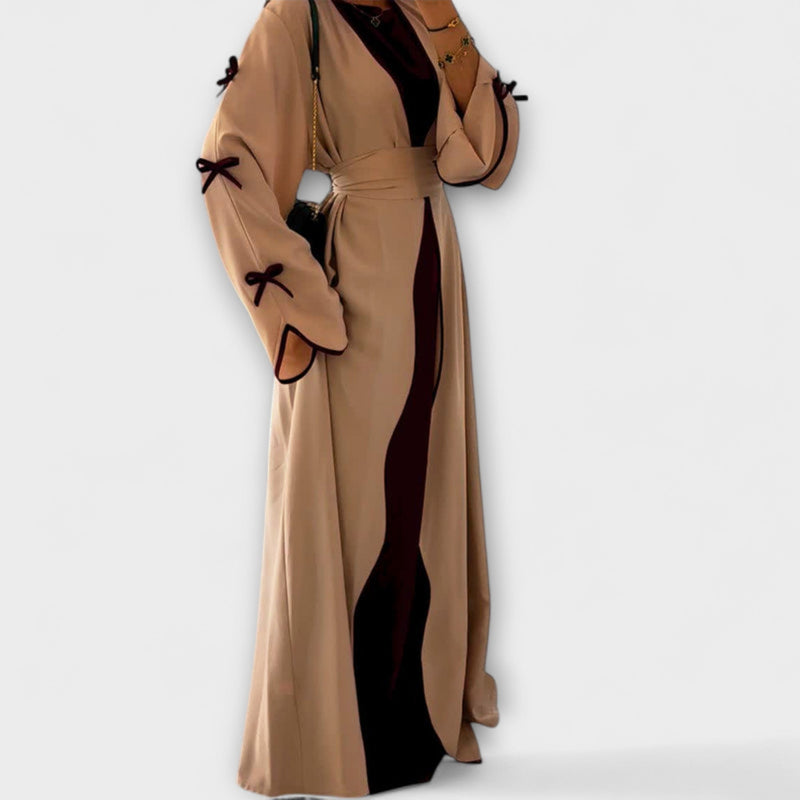Jasmin - Elegante duo di cardigan e vestito con decorazione di fiocchi