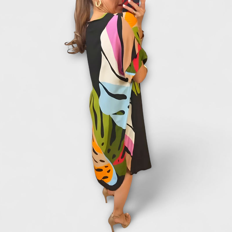 Roos - Vestito Casual con Stampa di Foglie Colorate