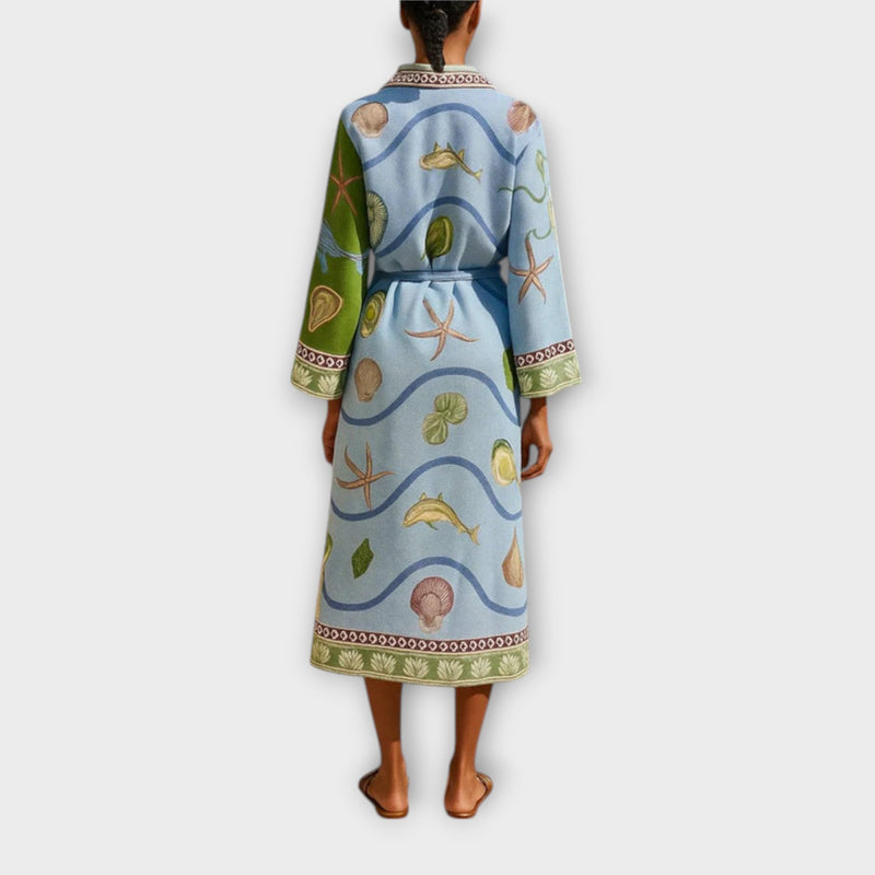 Jule - Vestito midi in twill stampato con cintura