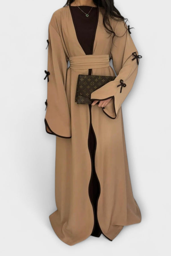 Jasmin - Elegante duo di cardigan e vestito con decorazione di fiocchi