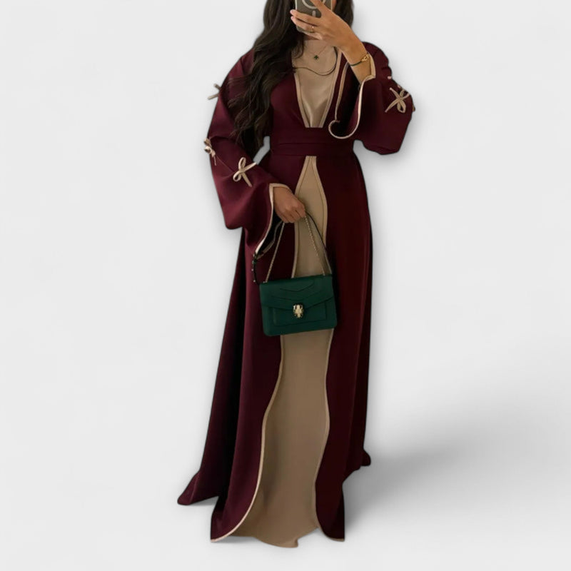Jasmin - Elegante duo di cardigan e vestito con decorazione di fiocchi