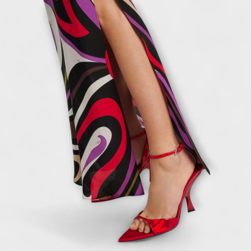Daphne - Abito Maxi in Stampa Marmo