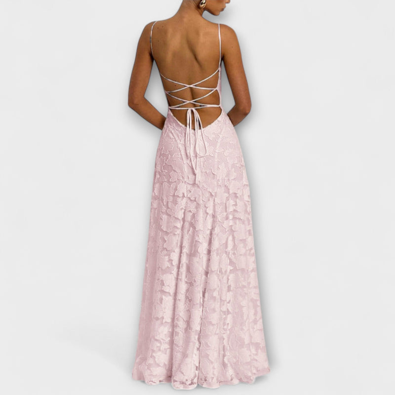 Emberly - Elegante vestito maxilungo in jacquard