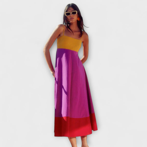 Vestito con spalline sottili in colore a blocchi
