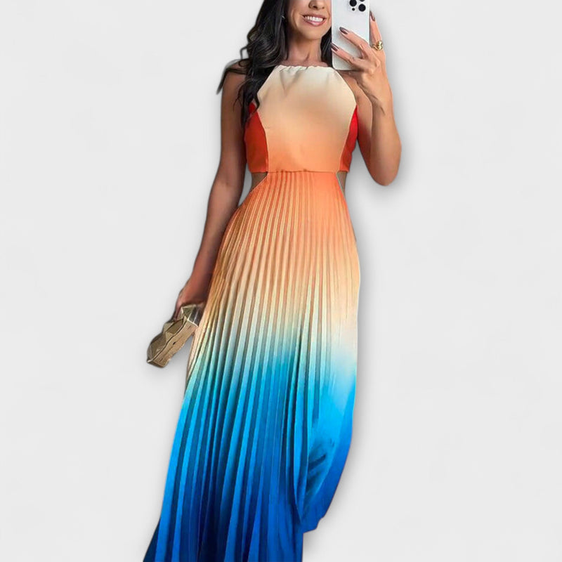 Haven - Elegante vestito maxi con spalline e degradé